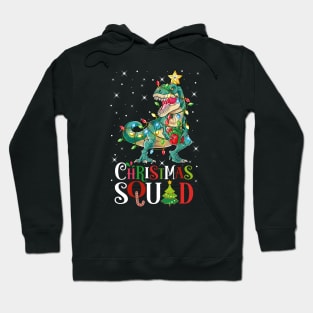 Christmas Squad Dinosaur T Rex Funny Xmas Lights Tree Rex Hoodie